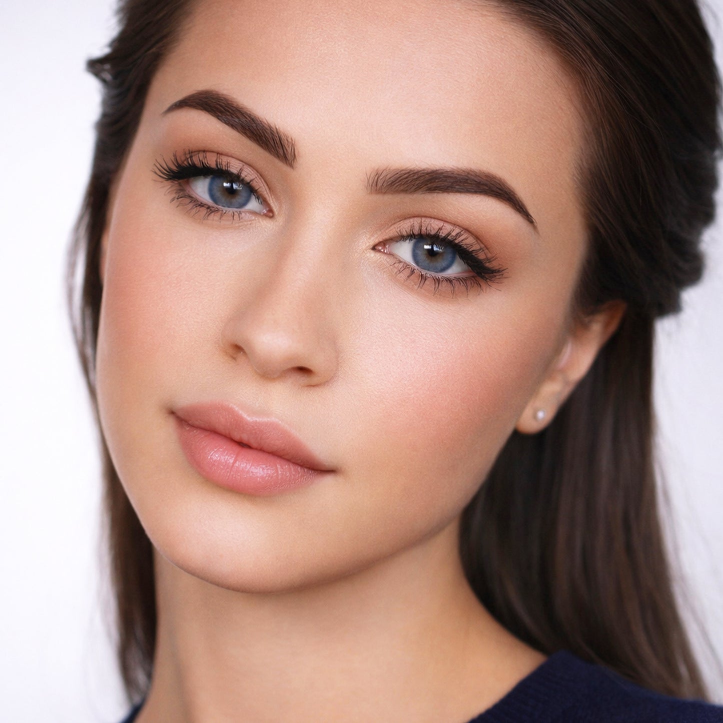 Rehlein farbige Kontaktlinsen in der Farbe Enzianblau - Portrait mit beiden Augen, natürlicher Look