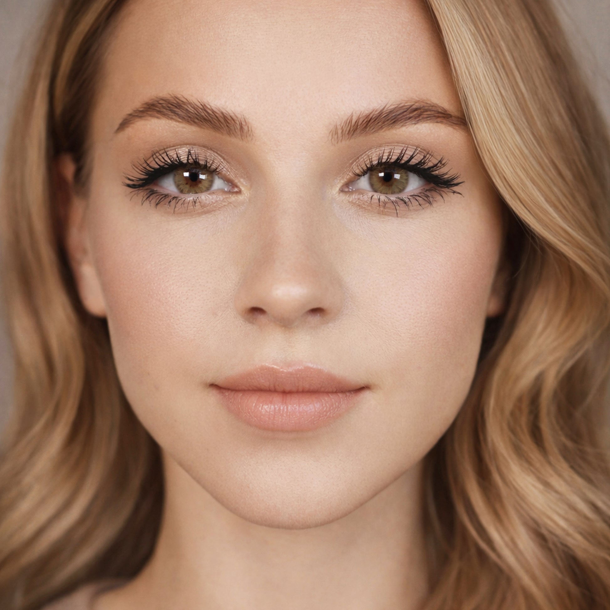 Rehlein farbige Kontaktlinsen in Goldbraun - Portrait mit beiden Augen, natürlicher Look